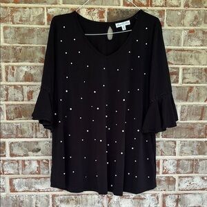Stem & Vine Black Pearl Buttons Boho Blouse